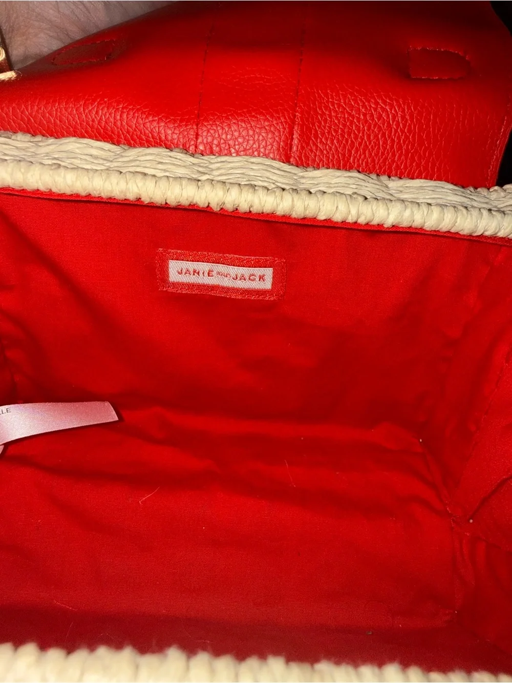 Janie and Jack Red and Natural Woven Top-Handle Bag